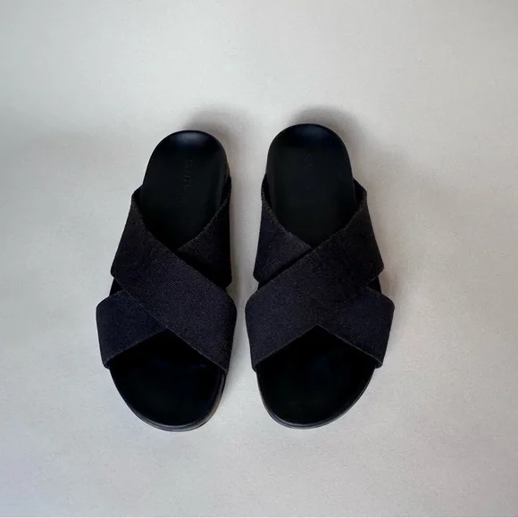 Rothy's Black the Weekend Slide Sandals in Size 10 with Tortoise Shell Sole - Picture 7 of 16